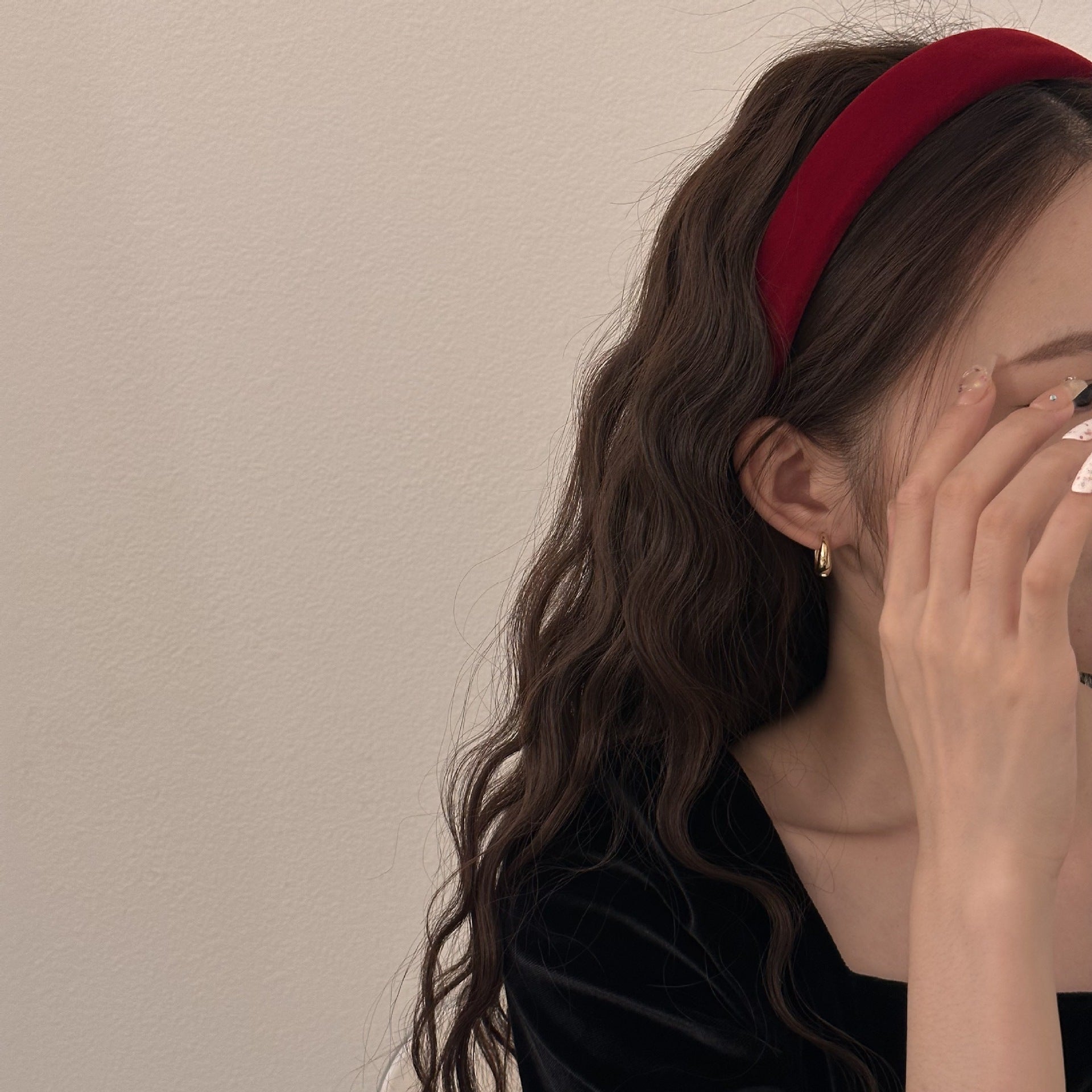 Wholesale Black velvet wide-brimmed headband French retro headband